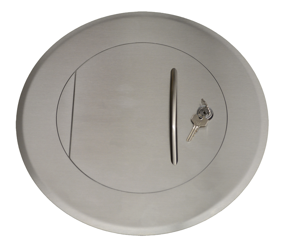 Wäscheschacht–Türe rund/rund für 250mm Rohre, einwandig, Edelstahl